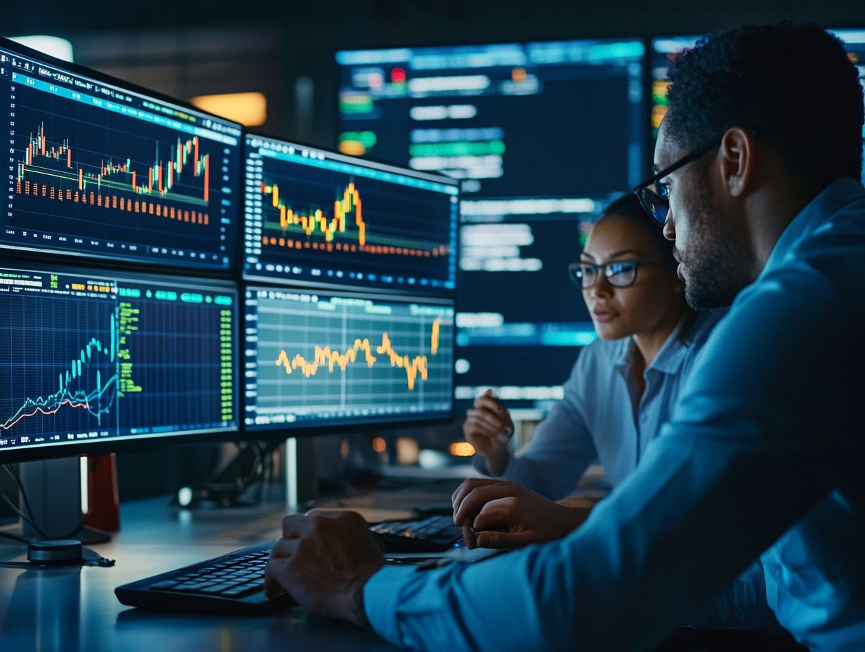 A chart showing moving averages in trading