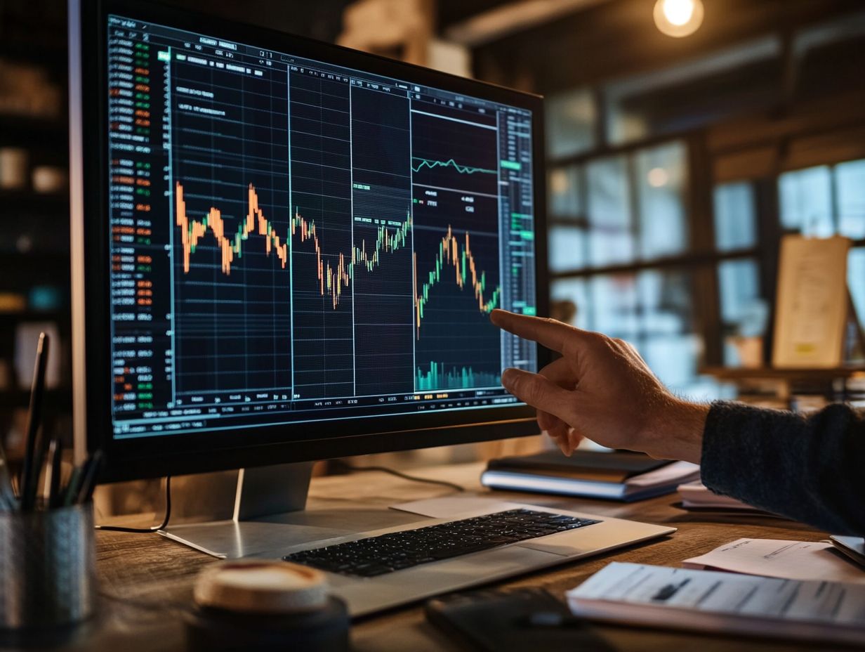 Detailed view of candlestick charts for financial analysis